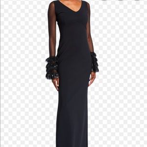 Chiara Bonia V-neck Long Sleeve Gown Ruffle sleeve